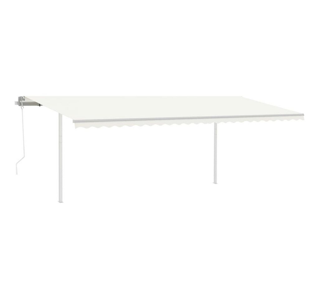 Thumbnail - furnicato Markise Automatisch Einziehbar mit Pfosten 6x3 m Creme (1-St)