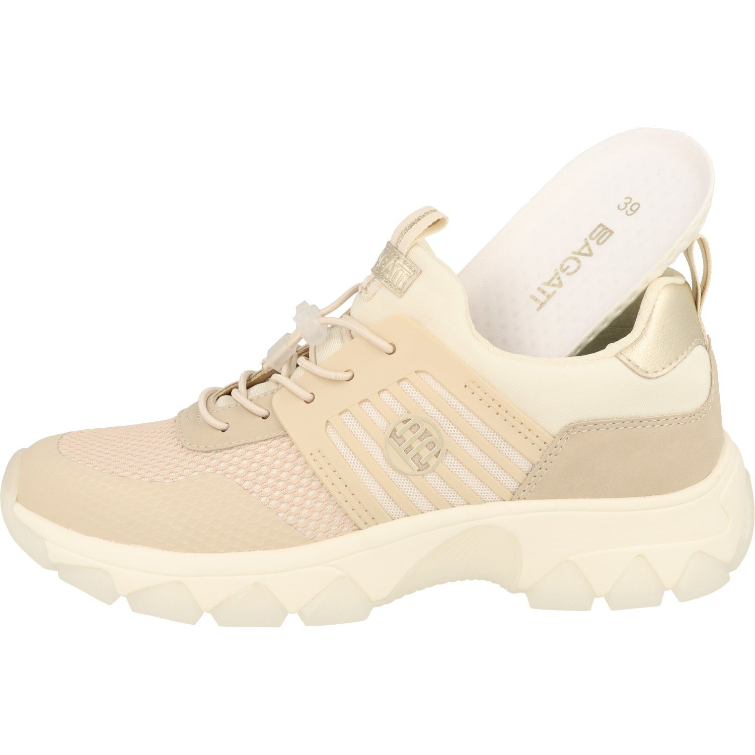 Sneaker Beige/Gold D32-95207-6969 sportliche Yuki BAGATT Halbschuhe Damen Sneaker Schuhe