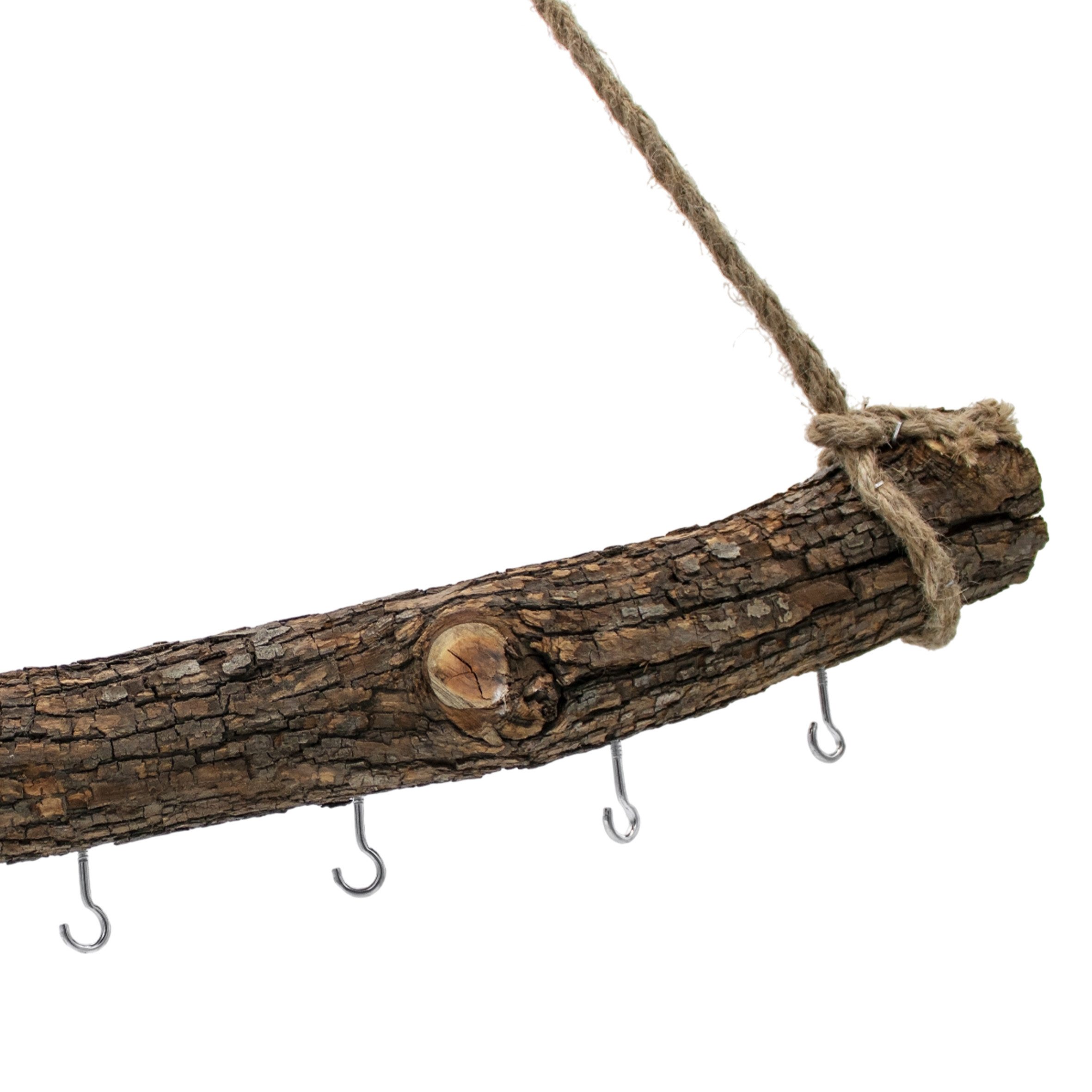 Spetebo Hängedekoration Holzast massiv zum Hängen mit 6 Haken zum Dekorieren - 56 cm (Stück, 1 St., 1), gewicht ca. 1,2 kg