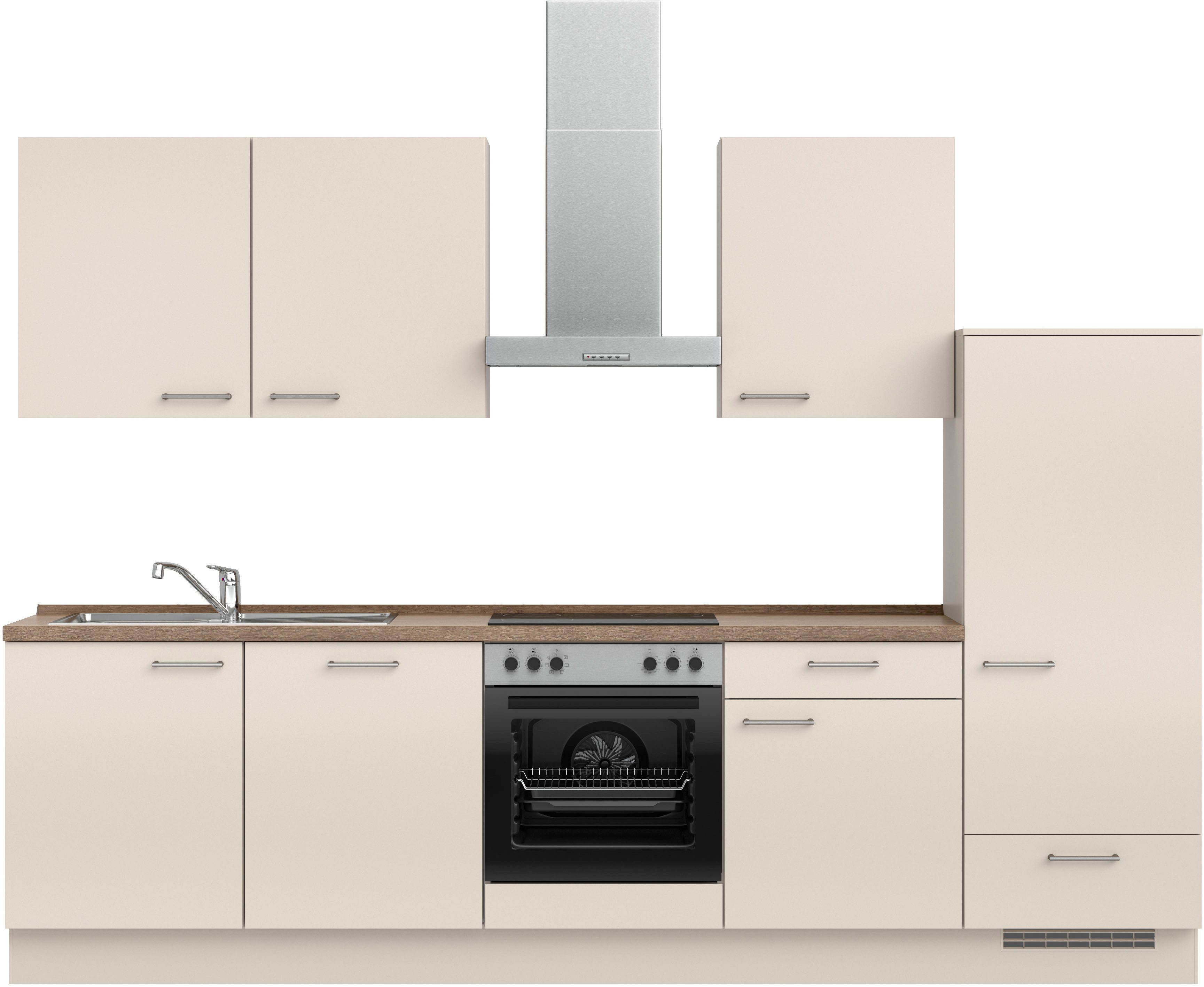 nobilia® Кухниzeile "Laser I", Ausrichtung wählbar, Breite 300 cm, vormontiert, wahlw. mit unterschiedlichen E-Geräten-Sets