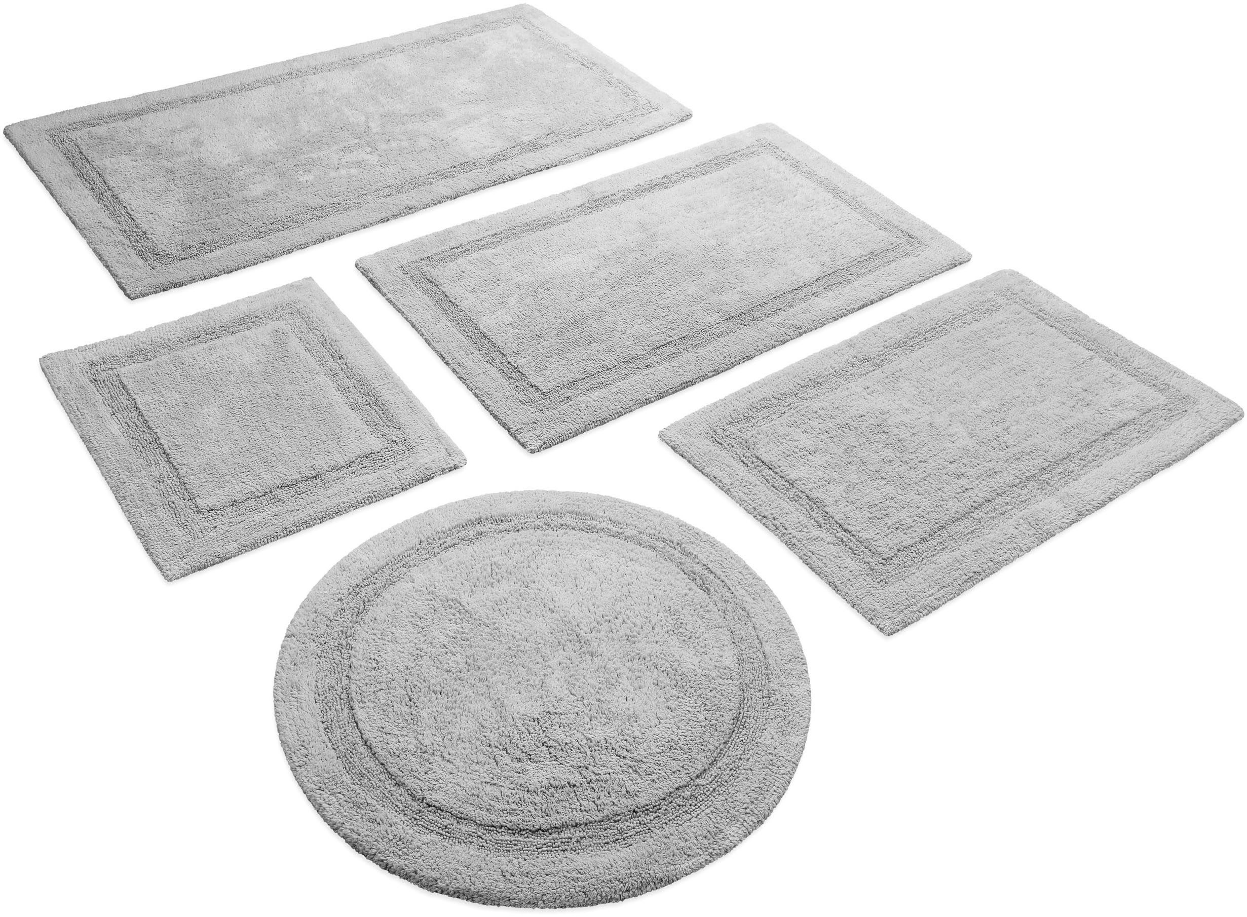 Wecon home Basics Badematte Knut, Höhe 20 mm, Baumwolle, rund, waschbar, rutschfest, strapazierfähig, pflegeleicht, Bordüre, weich