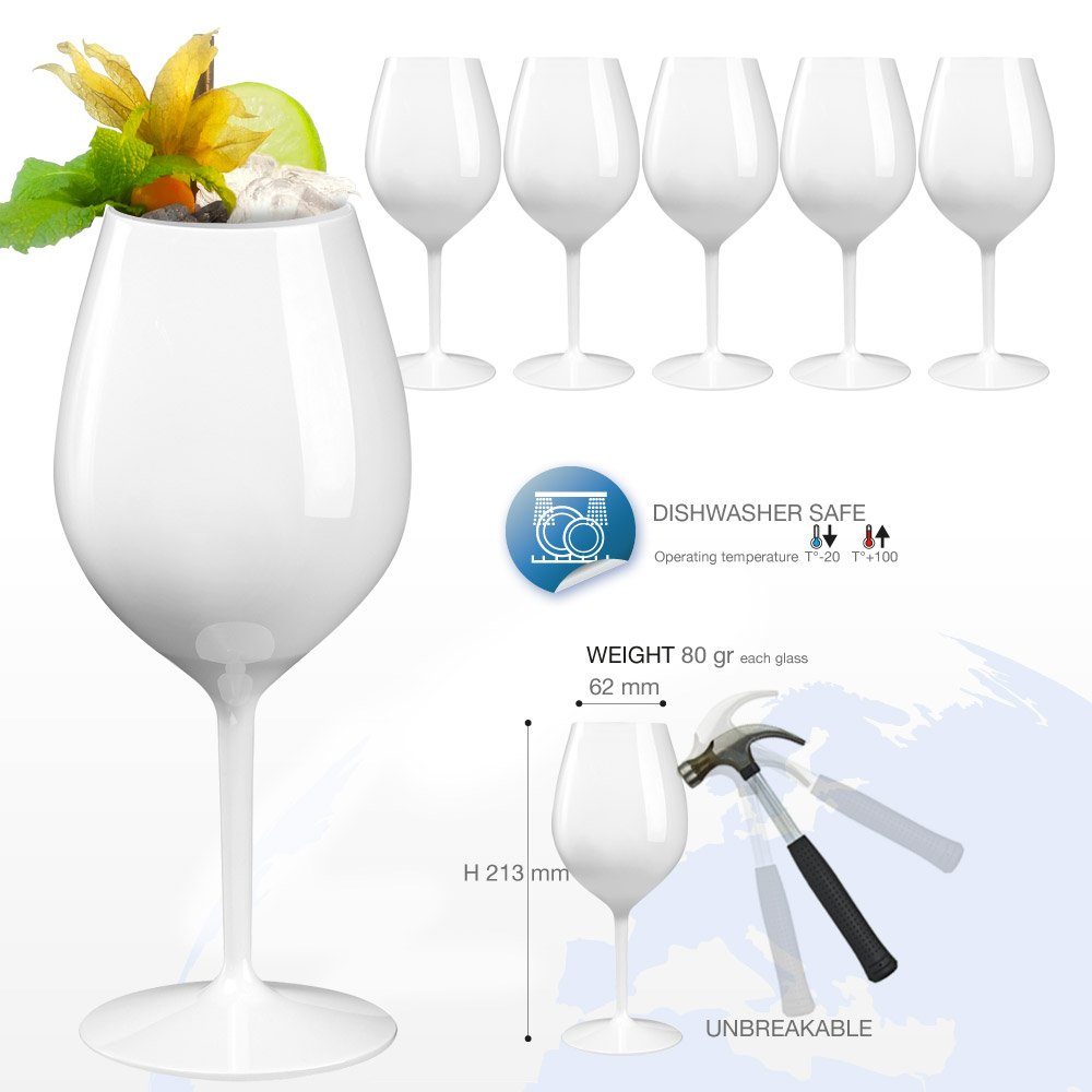 Doimoflair Rotweinglas DoimoFlair Weingläser aus Kunststoff bruchsicher Plastik 51 cl., 6-tlg.