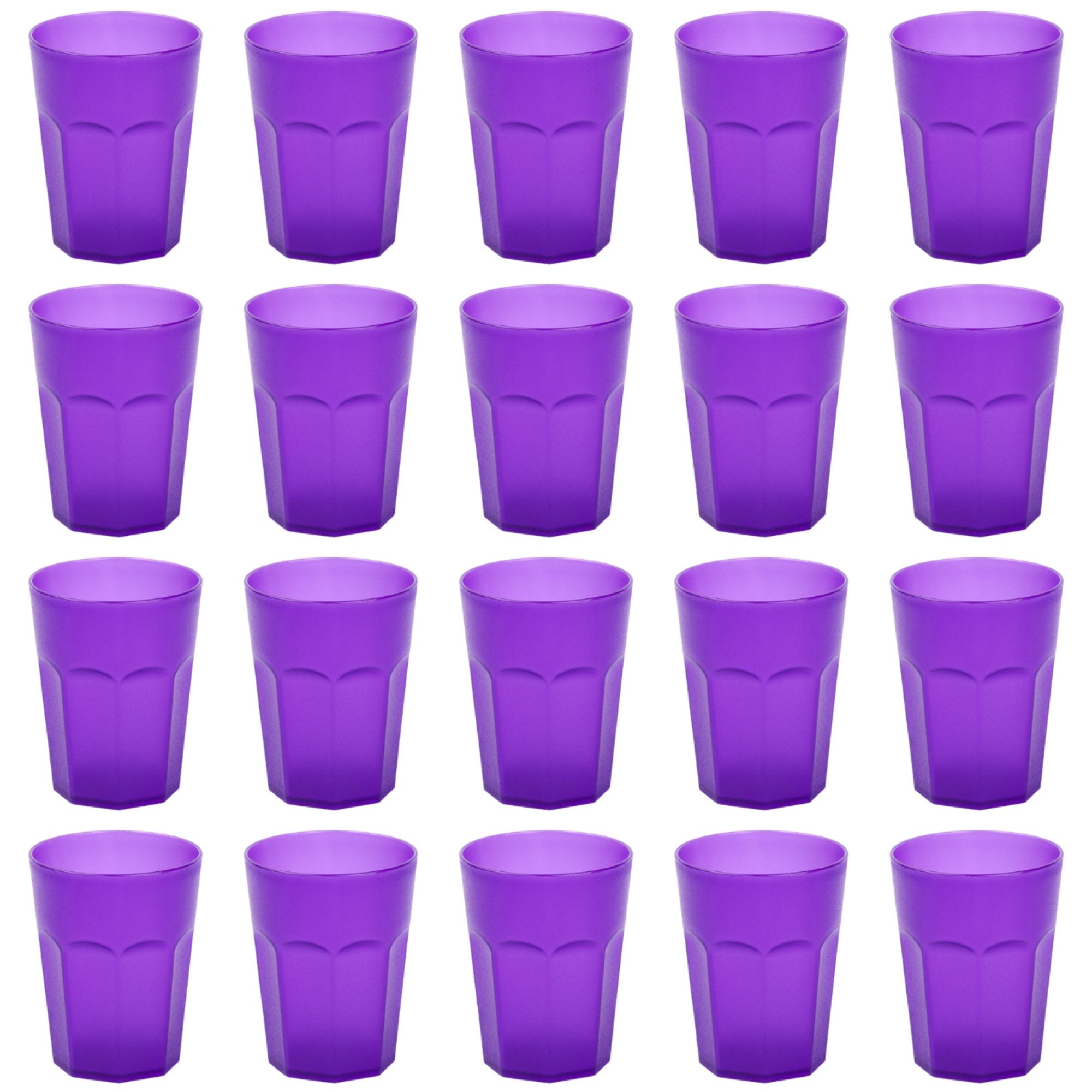 Engelland Becher Plastikbecher in modernen Neonfarben, Mehrweg, 20-tlg., Kunststoff, spülmaschinengeeignet, bruchfest, wiederverwendbar, 250 ml, 0,25 Liter