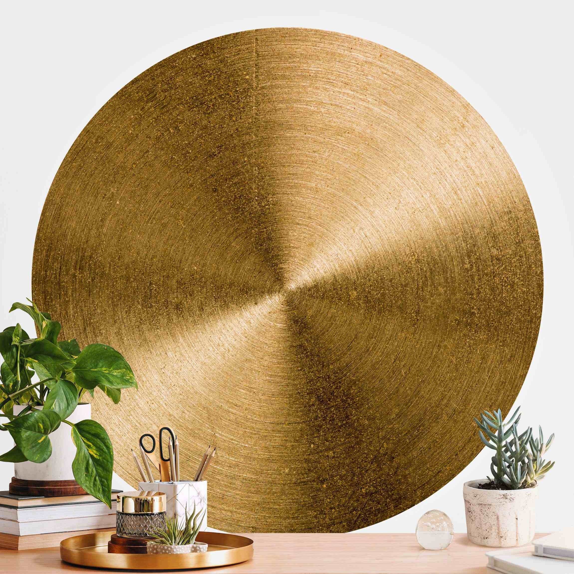 Bilderdepot24 Fototapete rund Goldener Kreis gebürstet, Glatt, Matt, (Vlies günstig online kaufen