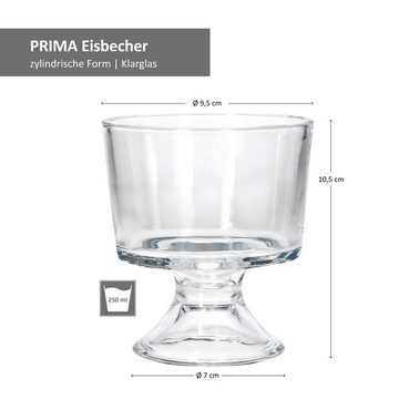MamboCat Eisschale 6x PRIMA Eisbecher mit Fuß 250ml, Glas