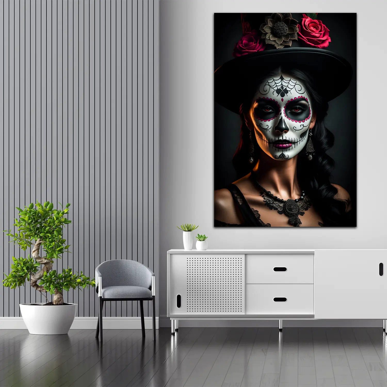 Artedinoi Leinwandbild La Catrina Wandbild Leinwandbild Kunstdruck XL Wanddeko Wohnzimmer