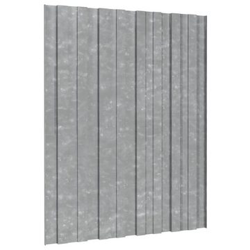 vidaXL Deckenplatten Dachpaneele 12 Stk. Verzinkter Stahl Silbern 60x45 cm, (12-tlg)