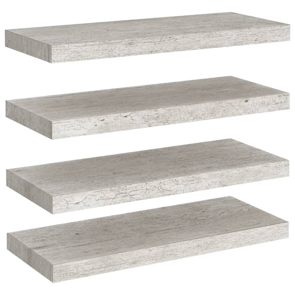 Wandregal Schwebende Wandregale 4 Stk Betongrau 60x23,5x3,8cm MDF