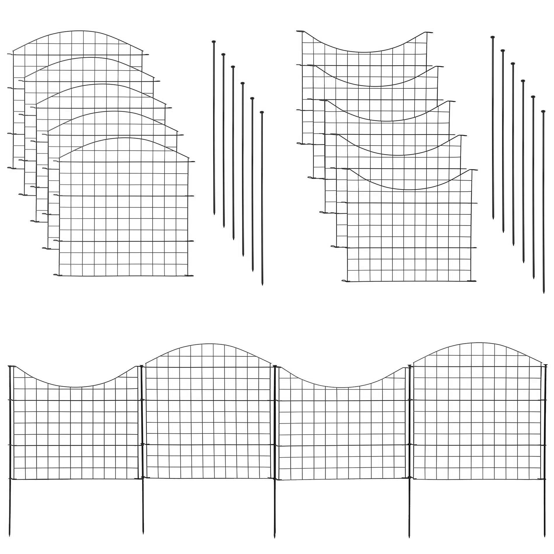 ESTEXO Gartenzaun Teichzaun Set Zaunset Zaun 10 Elemente Steckzaun Rundbögen Anthrazit