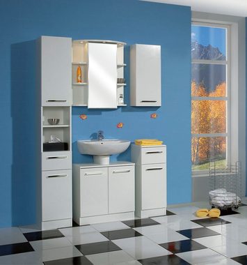 Saphir Badezimmerspiegelschrank Quickset 335 Badschrank, 1 Spiegeltüren, 1 Einlegeböden, 60 cm breit inkl. LED-Beleuchtung, Türdämpfer, Schalter-/Steckdosenkombination