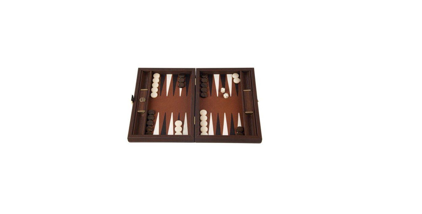 Manopoulos Spiel, BDE3ABR Backgammon Gesellschaftsspiel Holz Leder Deko