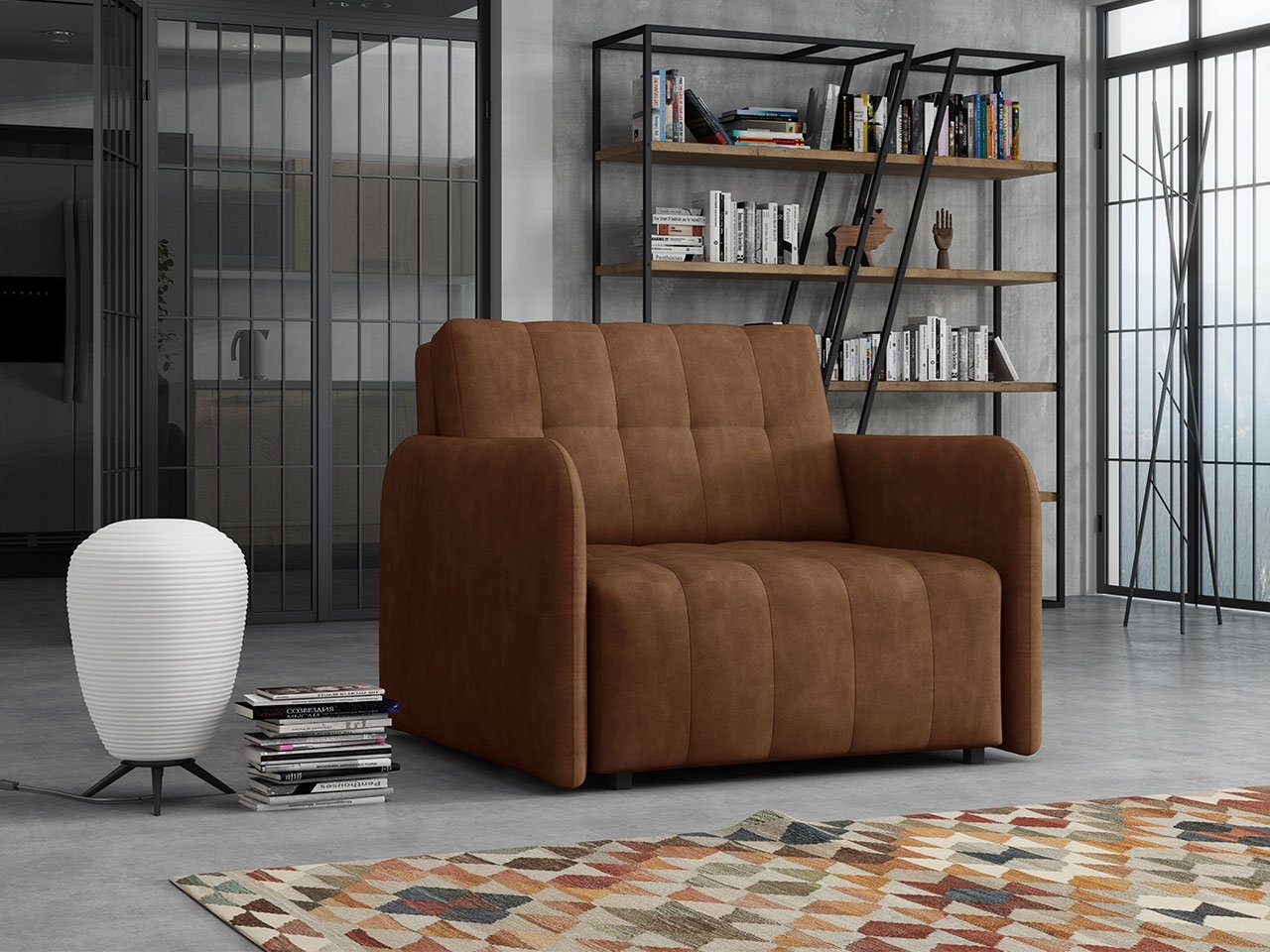 MIRJAN24 Schlafsofa Viva Grand I, mit Bettkasten und Schlaffunktion, einsitzer Bettsofa inkl. Kissen, Sofagarnitur Country 08