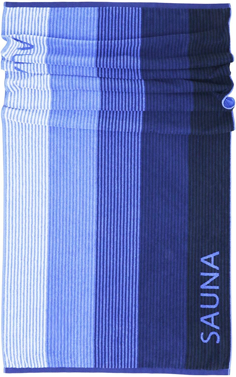 Lashuma Saunatuch Helsinki, Walkfrottee (1-St), großes Handtuch 85x200 blau schwarz mit Streifen Blau - Schwarz