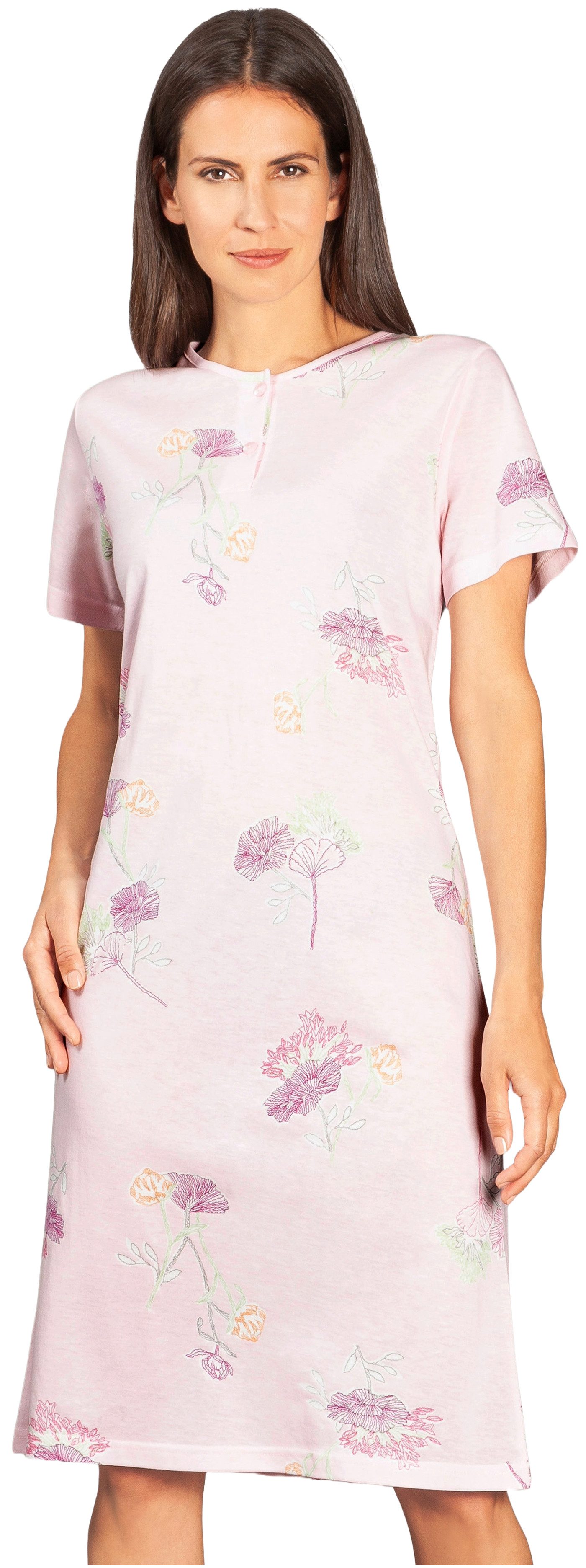 Hajo Nachthemd Damen Schlafshirt mit kurzem Arm (1-tlg) Knopfleiste