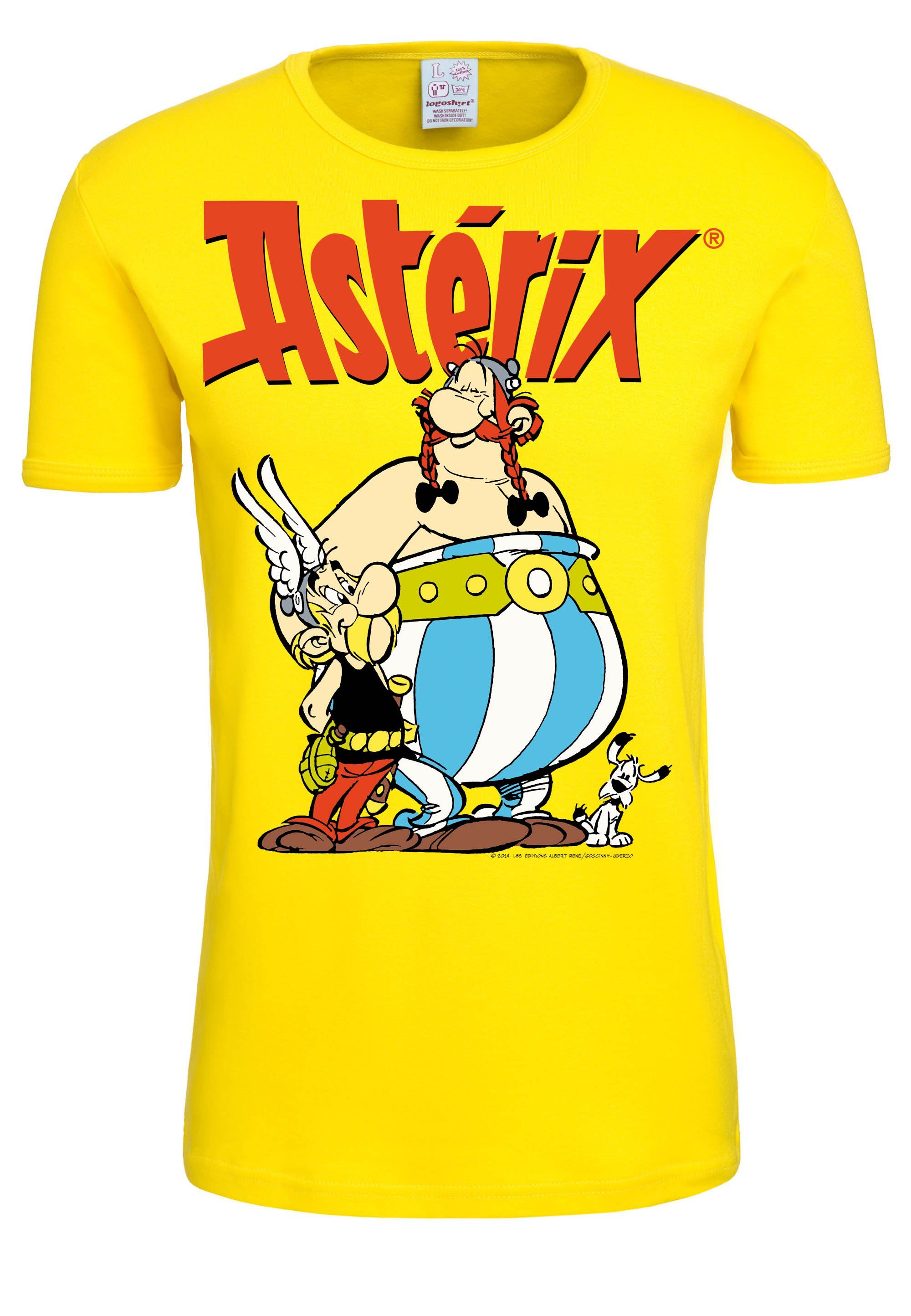 Asterix & T-Shirt lizenzierten Originaldesign Obelix im LOGOSHIRT gelb