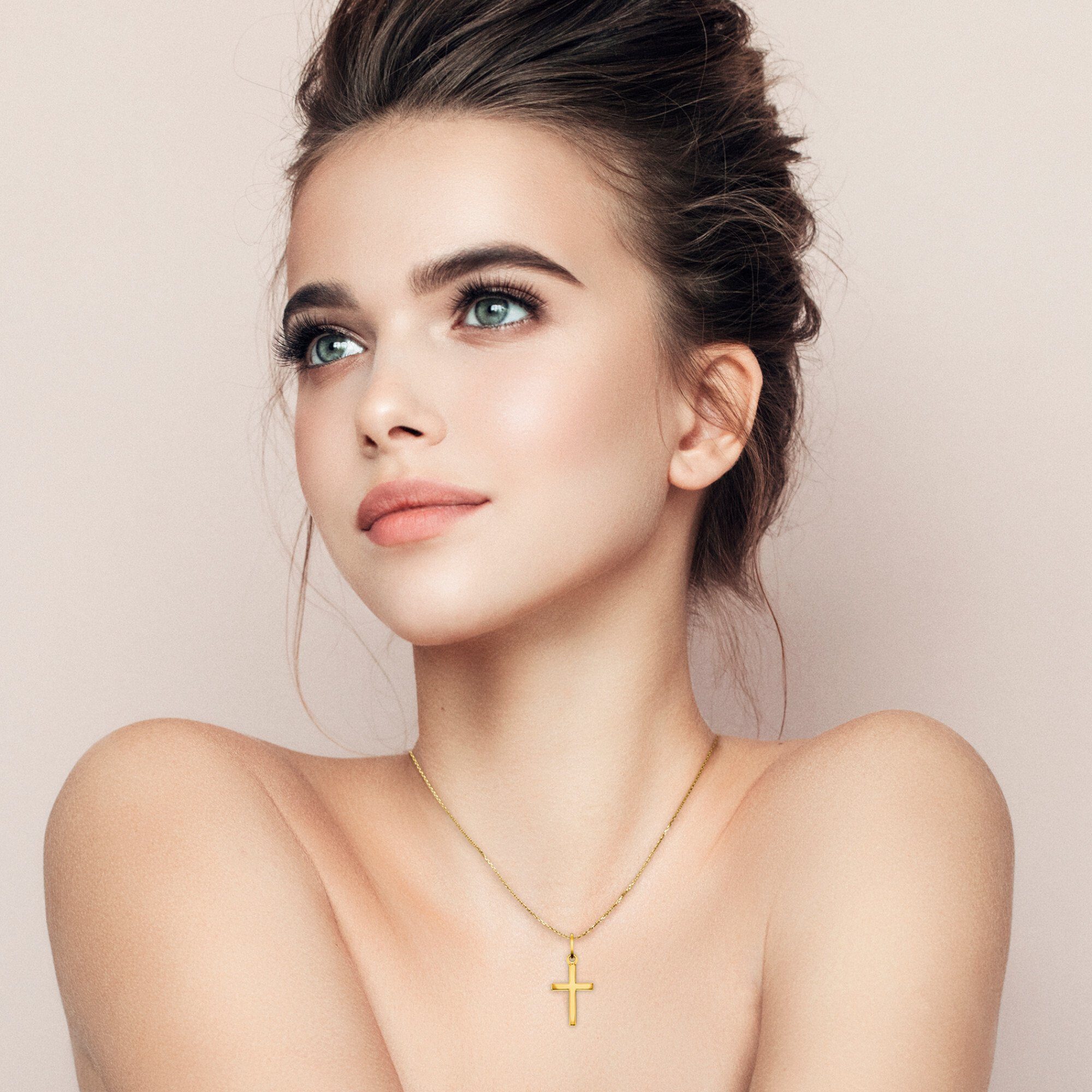 ONE ELEMENT Kettenanhänger Kreuz Anhänger aus 333 Gelbgold, Feine Gestaltun günstig online kaufen