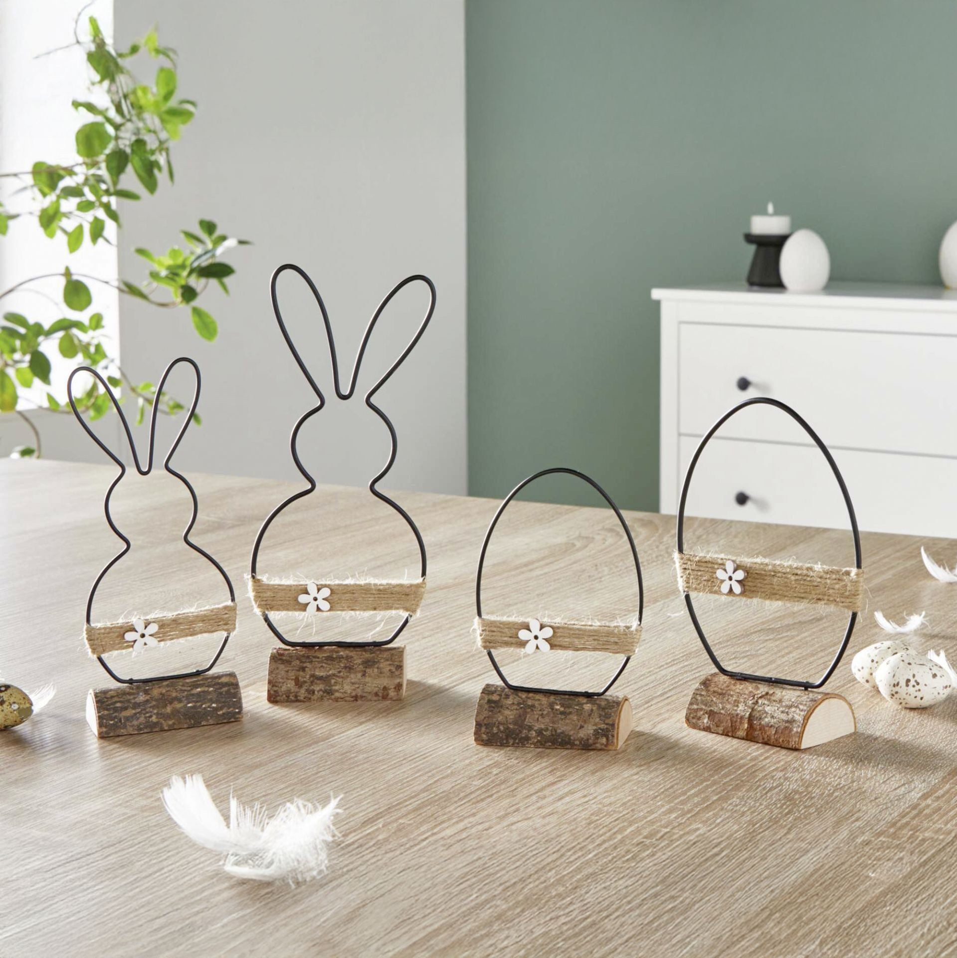 Home-trends24.de Dekofigur Osterhase Hase Ostereier Ostern Figur Deko 4e-Set (4 St)
