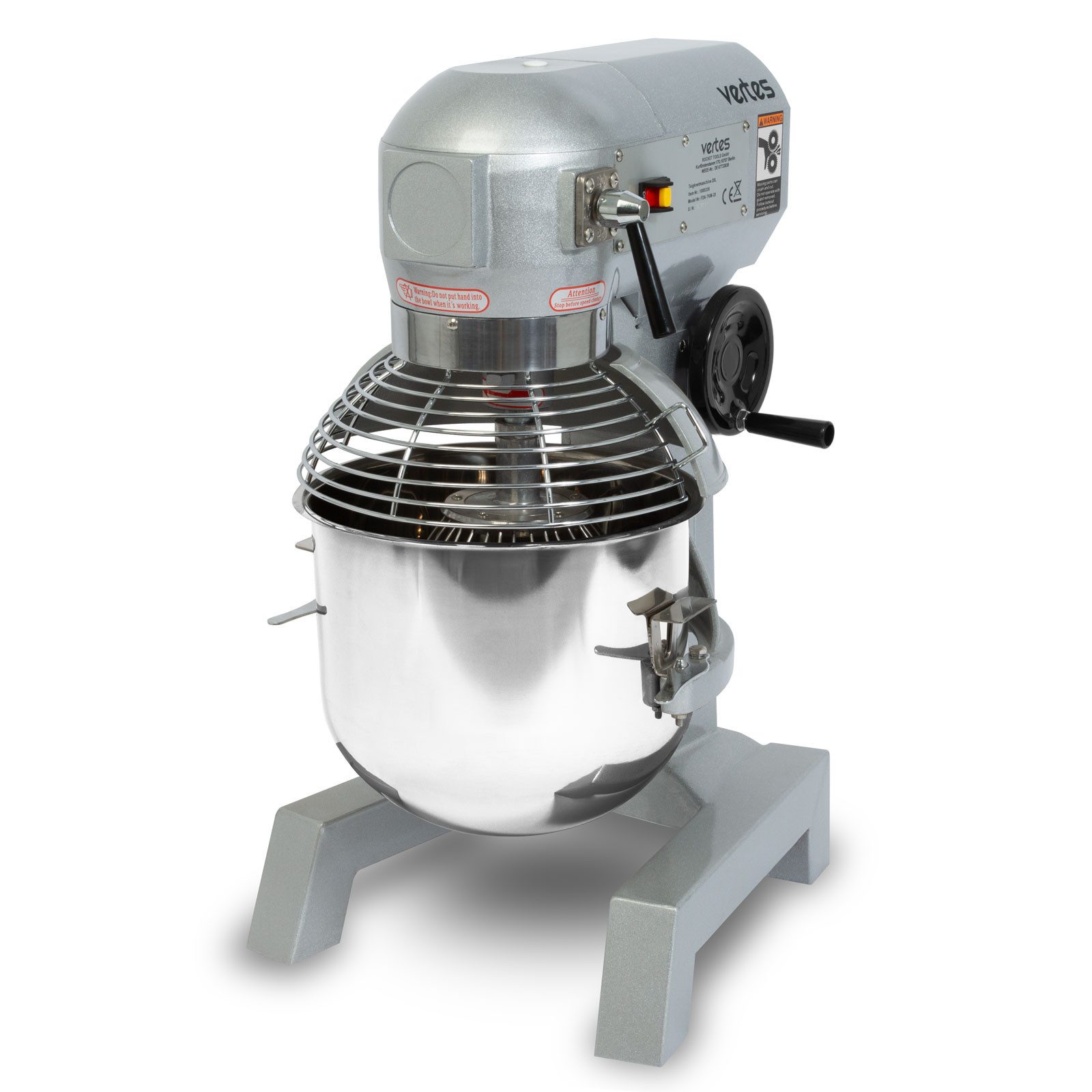 vertes Küchenmaschine, 750 W, 20L Kapazität, Edelstahl Rührschüssel, 3 Stufen 108, 199 und 382 U/min