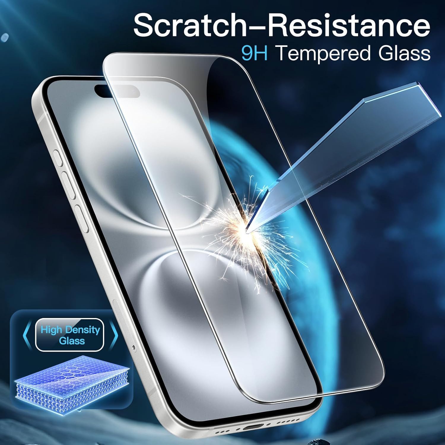 CLM-Tech Displayschutzglas 2x für iPhone 16 Pro Max 6,9 Zoll, Panzerglas Folie - Anti-Fingerabdruck und kratzfest -, 2 Stück, Kristallklar – Bild 4 von 5