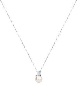Nenalina Perlenkette Zirkonia Synthetische Perle 925 Silber