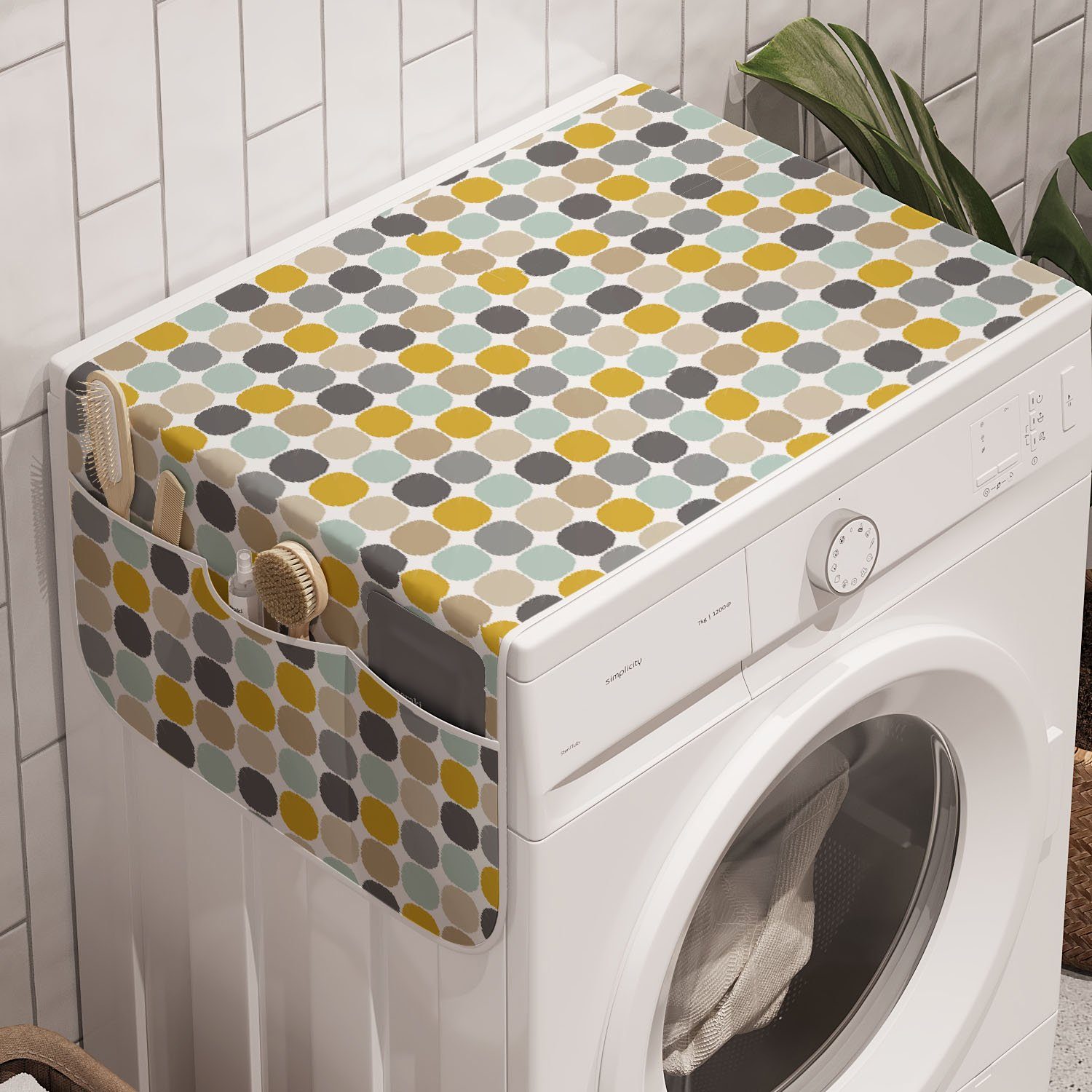 Squares Waschmaschine für Anti-Rutsch-Stoffabdeckung Abakuhaus Farben und abgerundete Trockner, Badorganizer Gedämpfte