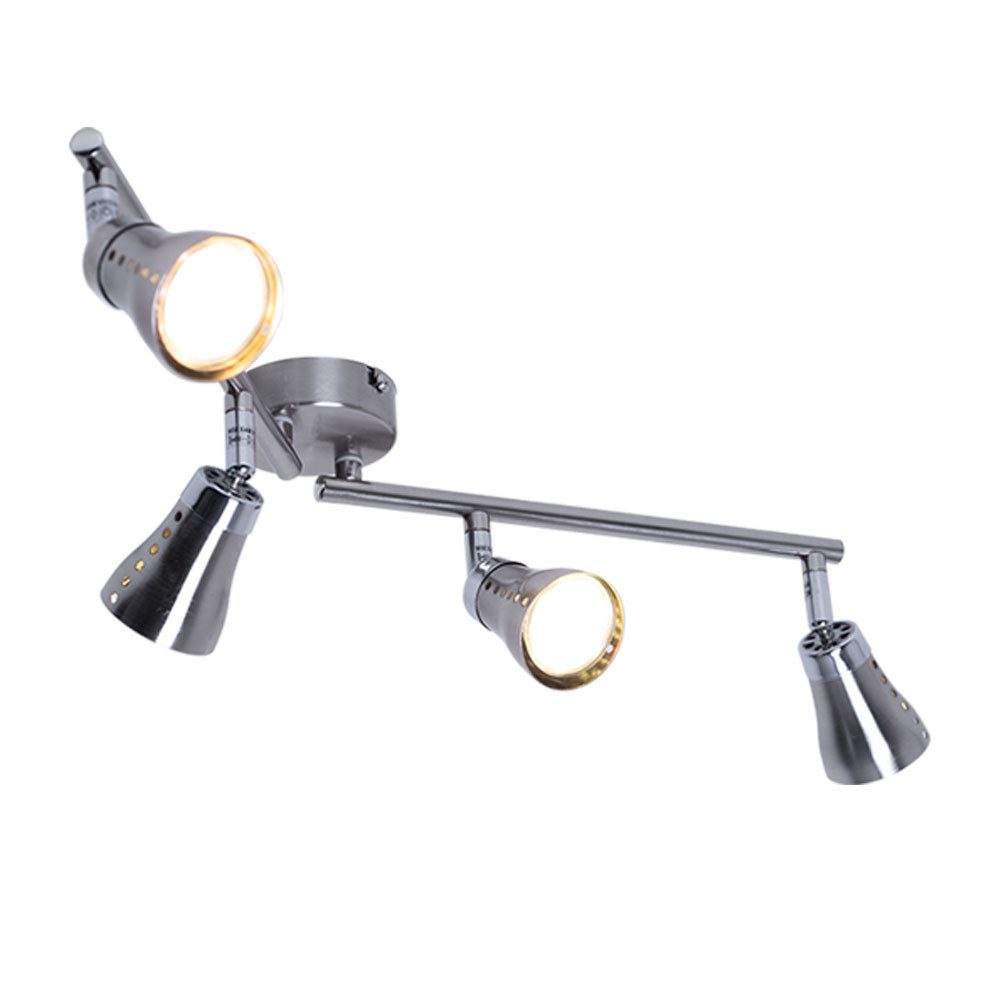 GLOBO LIGHTING LED Deckenleuchte, LED-Leuchtmittel fest verbaut, Warmweiß, Deckenleuchte Strahler 4 flammig Deckenlampe silber Wohnraum