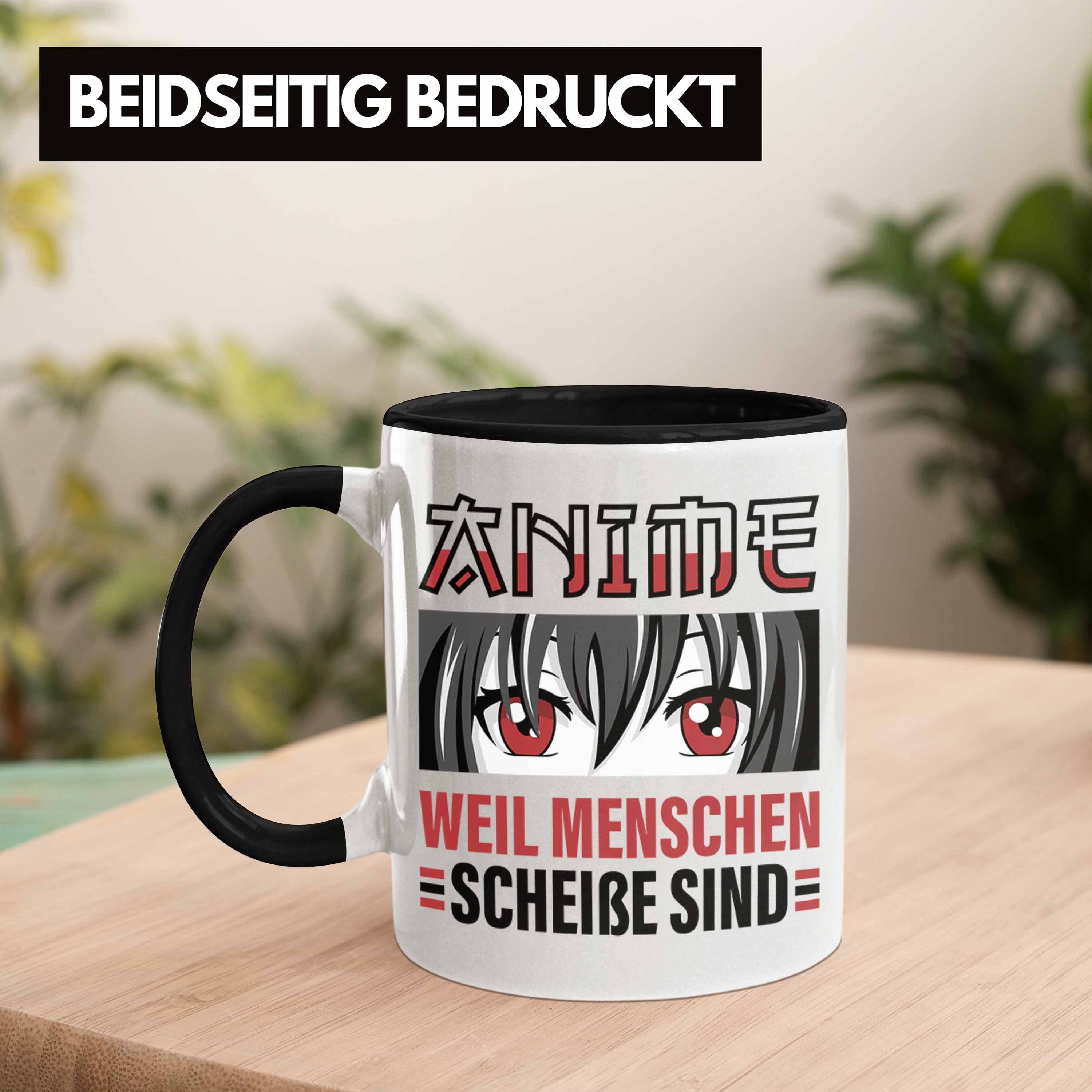 Trendation Spruch Tasse Anime Kaffeetasse Schwarz Geschenk Tasse TRENDATION