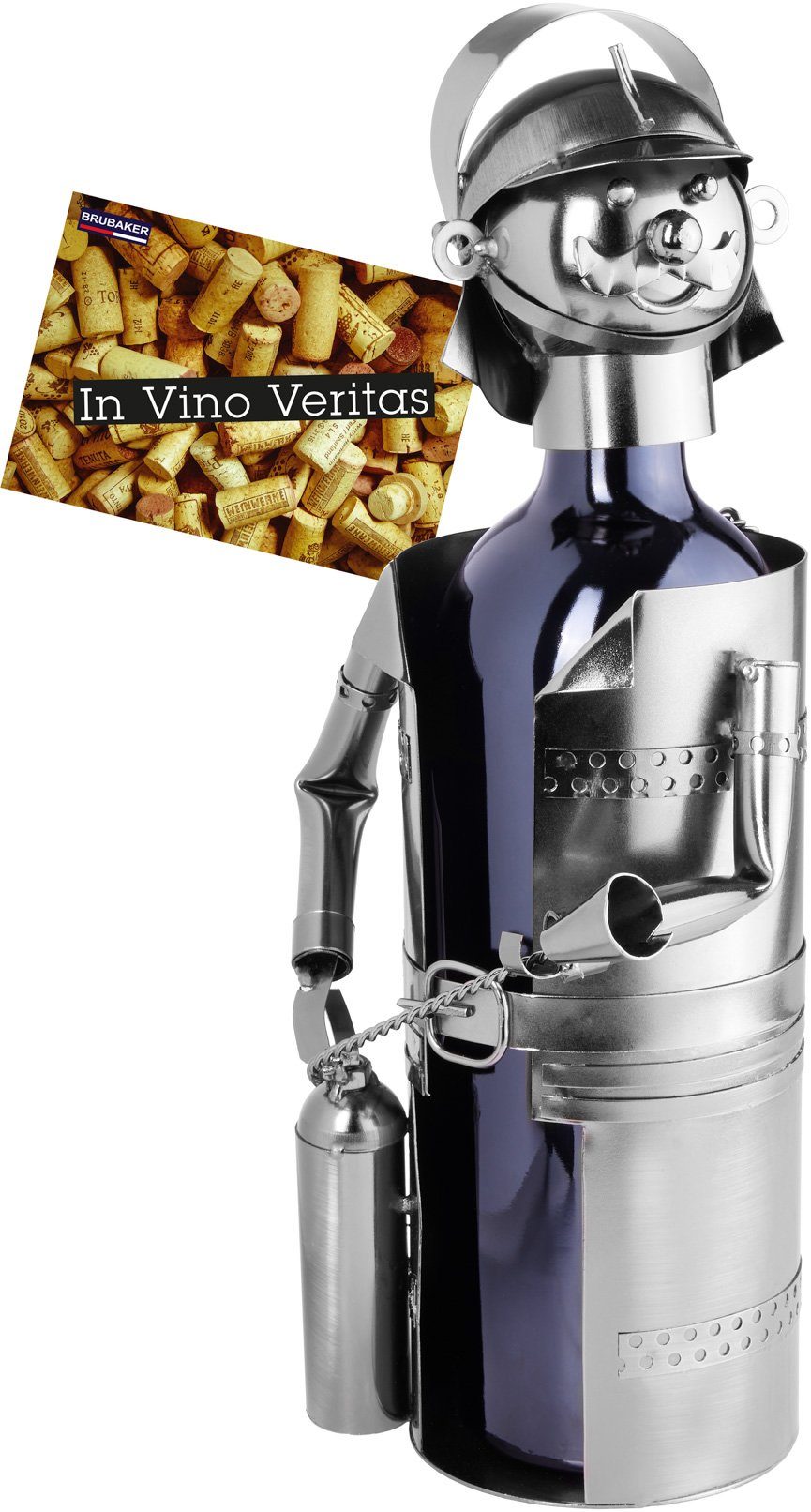 BRUBAKER Weinflaschenhalter Feuerwehrmann mit Feuerlöscher, (inklusive Gruß günstig online kaufen