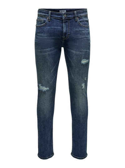 ONLY & SONS Slim-fit-Jeans Slim Fit Jeans Basic Hose Denim Pants ONSLOOM Stoned Washed (1-tlg) 3970 in Blau-3