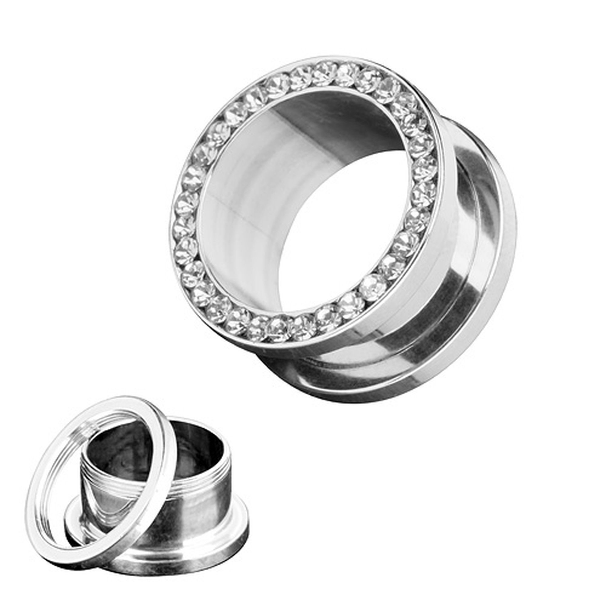 Taffstyle Plug Piercing Edelstahl Zirkonia Kristall, Flesh Schraub Tunnel P günstig online kaufen
