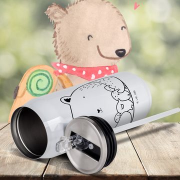 Mr. & Mrs. Panda Isolierflasche Bär Gefühl - Weiß - Geschenk, Wahnsinn, Trinkflasche, Teddybär, Durch, Integrierter Trinkhalm.