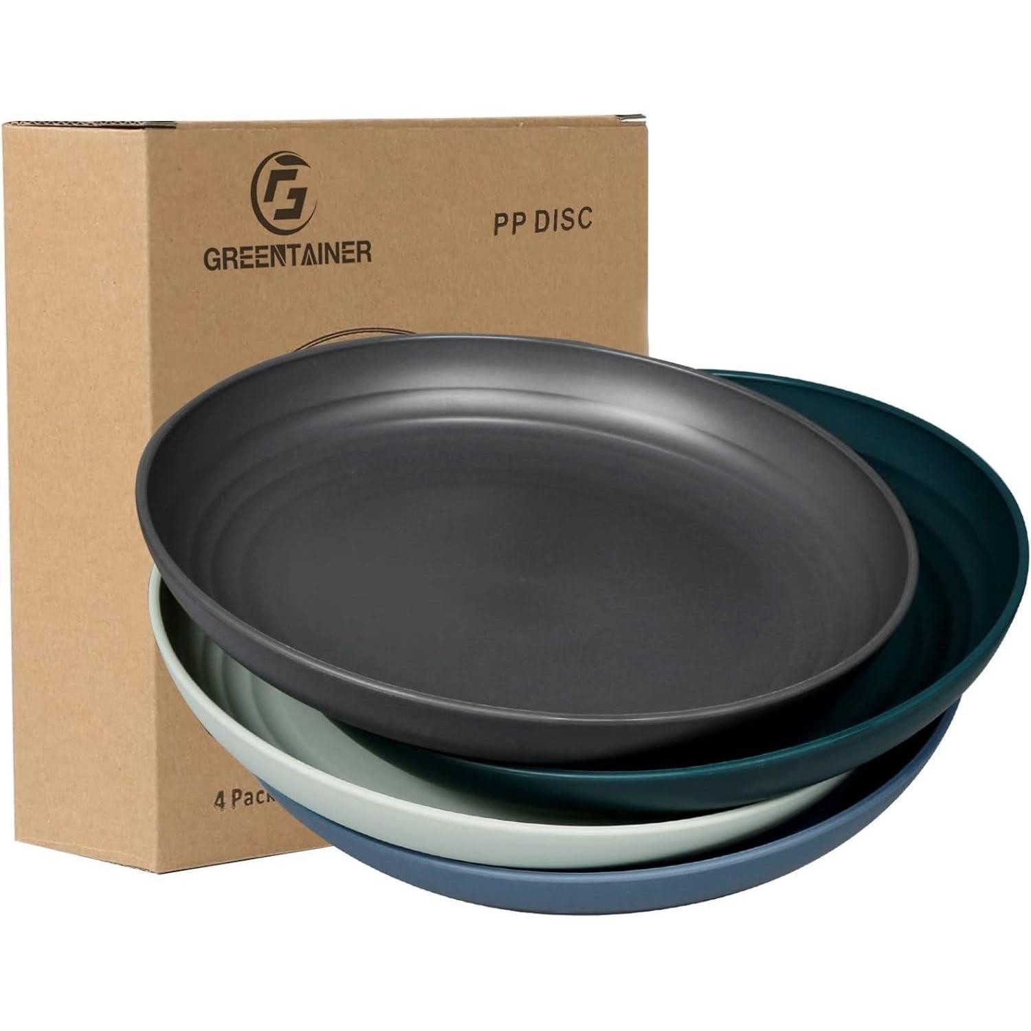 LuxusKollektion Mikrowellenteller Teller Speiseteller 4er 22,3cm Unzerbrechlich Dunkel Farbe 22,3cm-1
