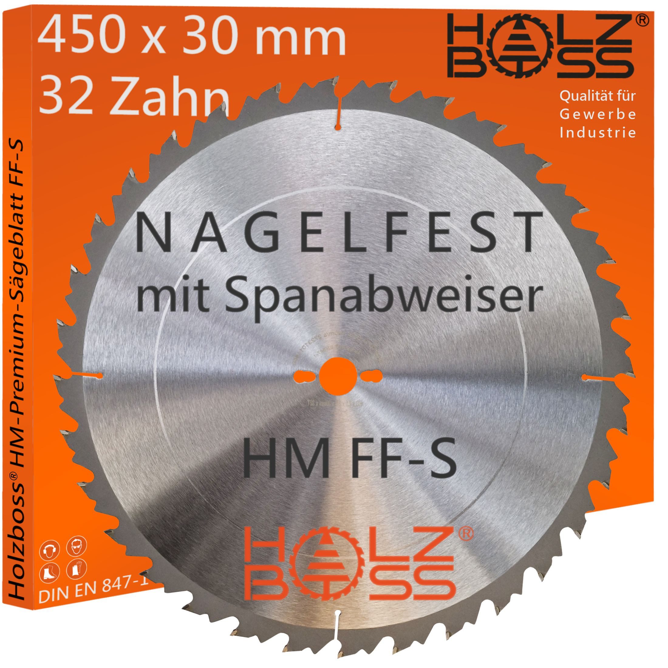 Holzboss® Sägeblatt NEUHEIT " Nagelfest mit Spanabweiser " HM-Sägeblatt FF-S 450x30mmØ