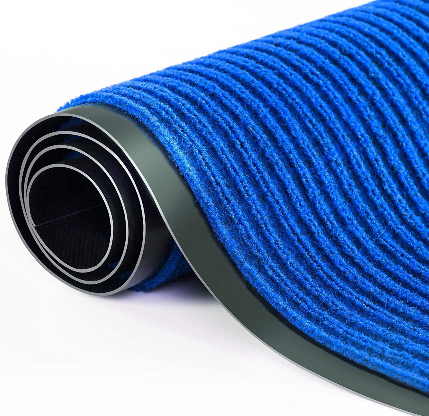 Praknu Teppich Schmutzfangmatte 90 x 120 cm Blau, rechteckig, Höhe: 7 mm, Waschbar - Robust - Rutchfeste Fußmatte für Innen- und Außenbereich