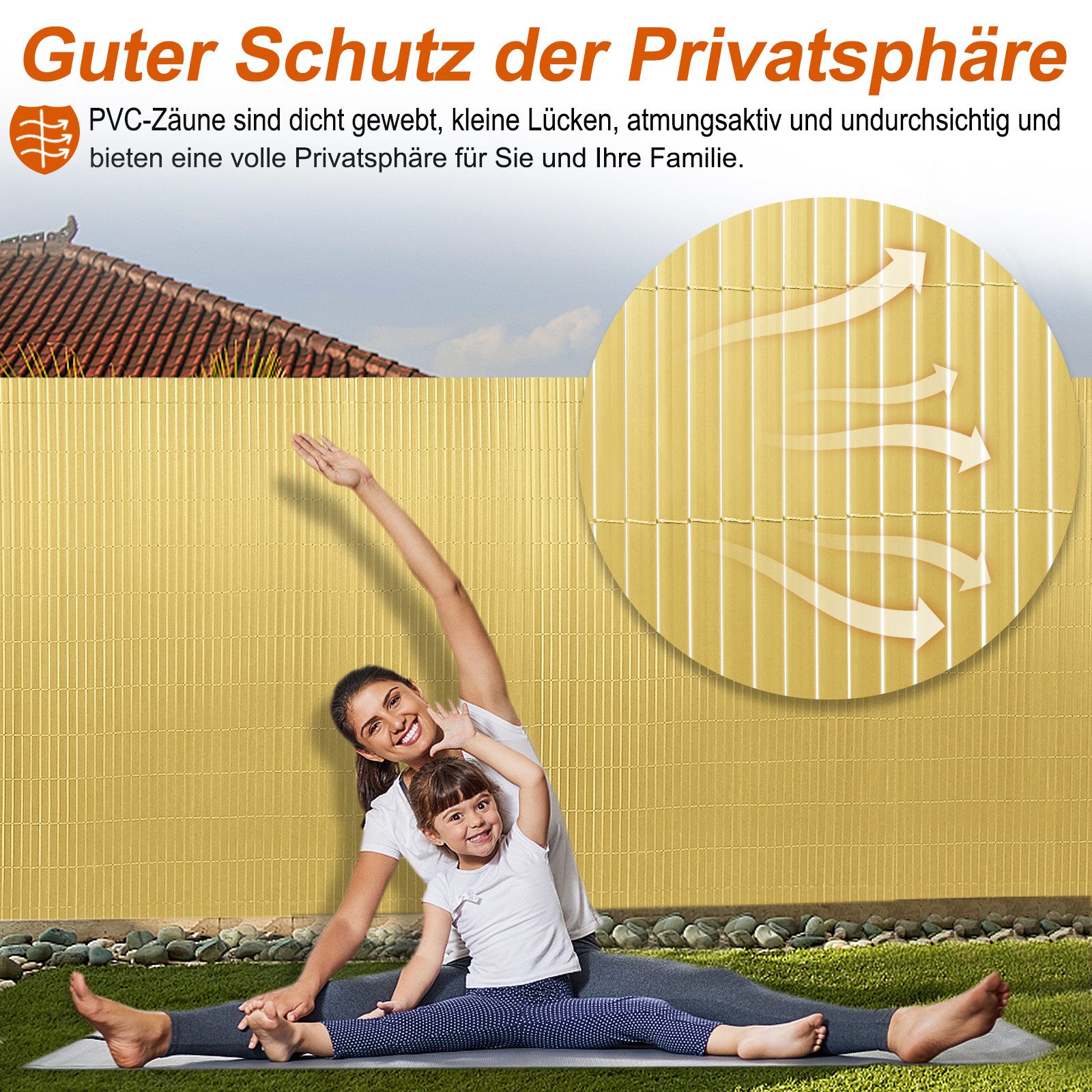 FIVMEN Sichtschutzzaunmatten PVC Sichtschutzmatte Balkon Sichtschutz Privatsphäre Sichtschutzzaun, Wetterfest Windschutz Zaun, mit Kabelbindern, für Garten, Balkon