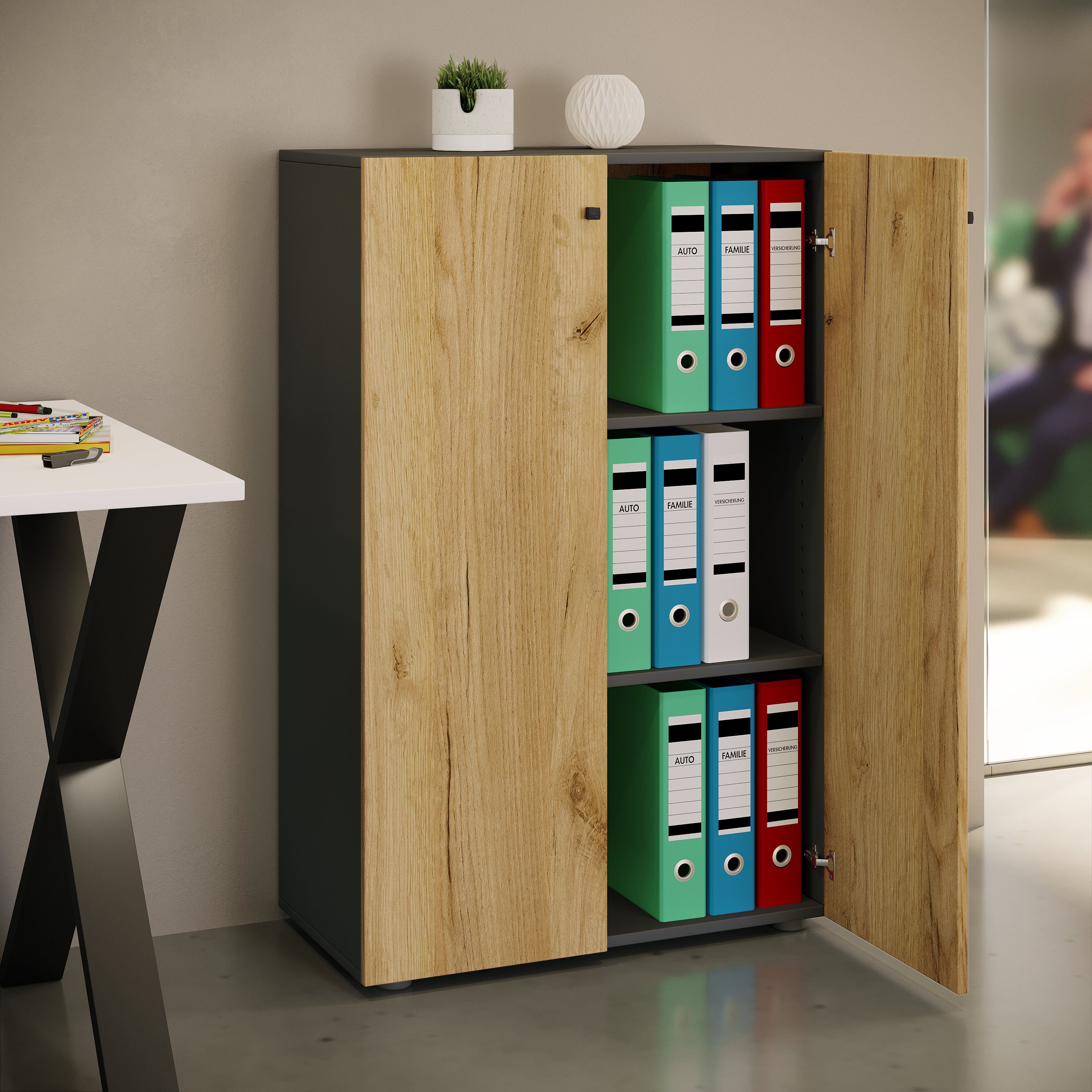 VCM Aktenschrank Büroschrank Bücher Ordner Aktenschrank Lona 3fach günstig online kaufen