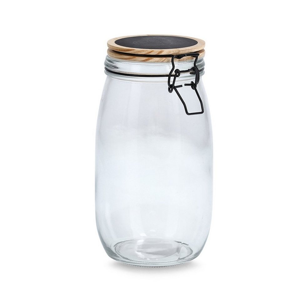 Neuetischkultur Vorratsglas Vorratsglas mit Bügelverschluss, Glas, Holz,  (Stück, 1-tlg), Lebensmittelaufbewahrung, Maße Ø 11,5 x 21,5 cm,  Fassungsvermögen 1500 ml