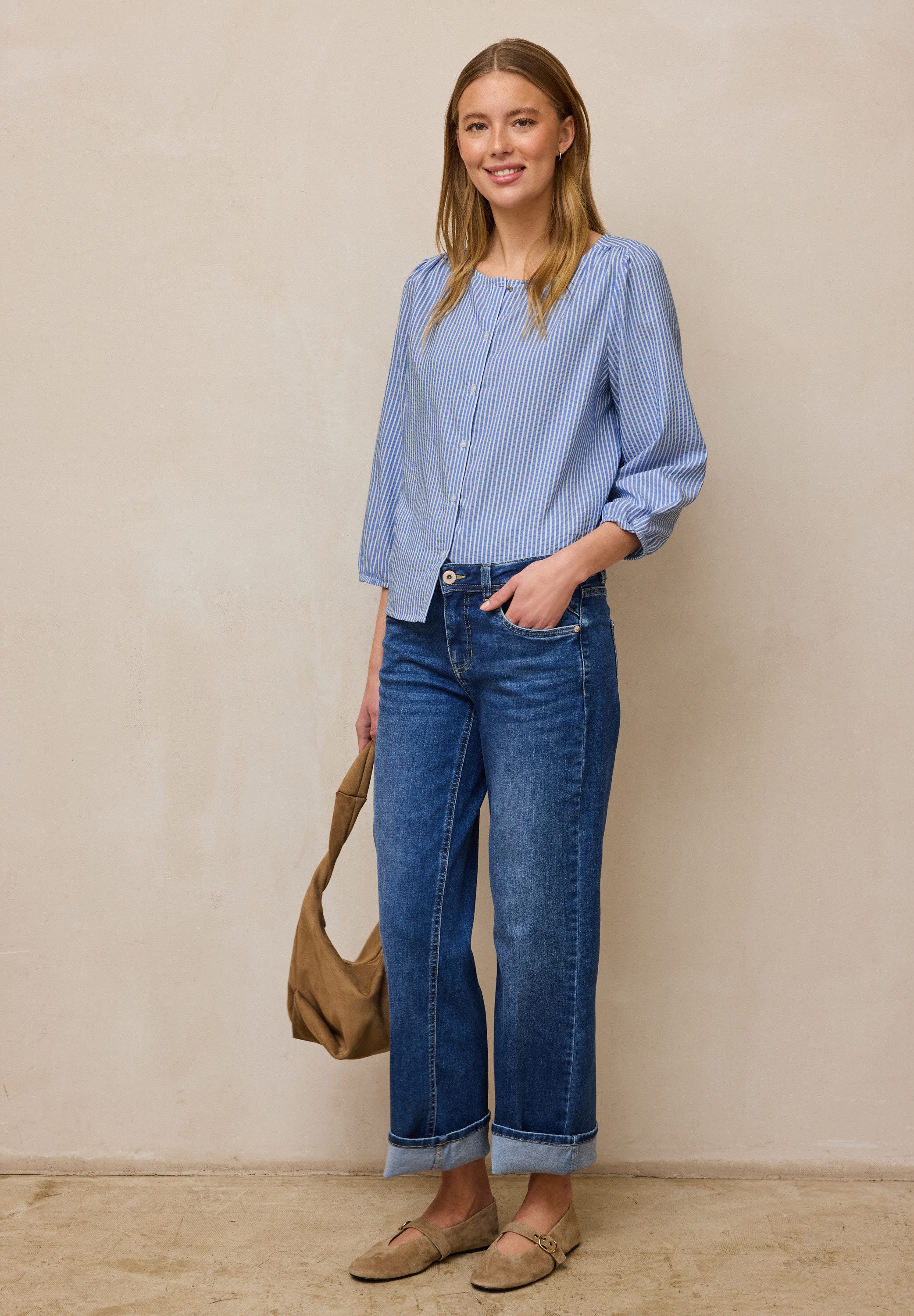 STREET ONE STUDIO Carmenbluse im Seersucker-Style mit Streifen – Bild 3 von 5