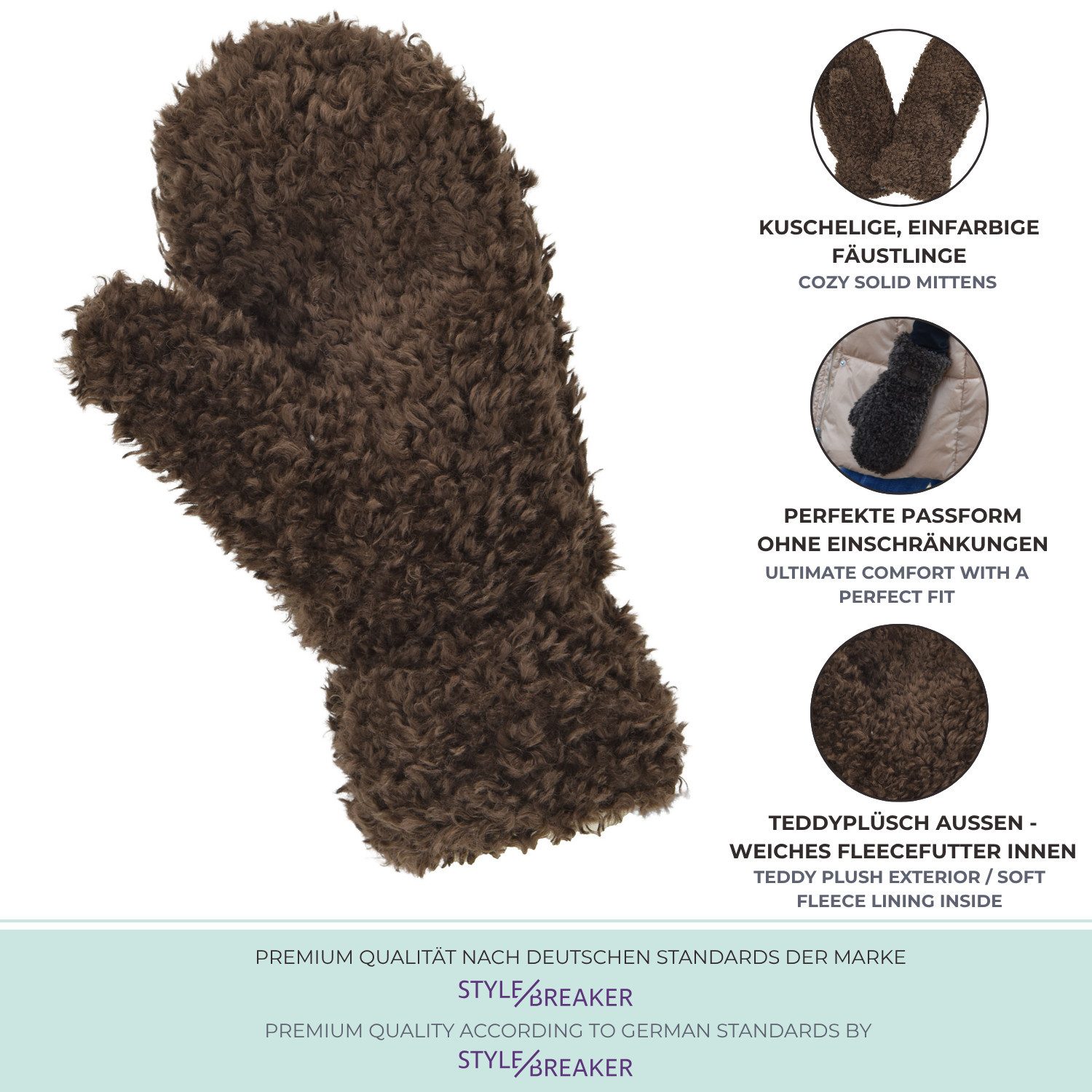 styleBREAKER Fäustlinge Teddy Fäustlinge mit Fleece Futter (1-St)