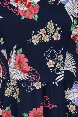 Hell Bunny A-Linien-Kleid Misa Swing Dress Retro Blumenmuster Kranich Vintage Tropical Flowers