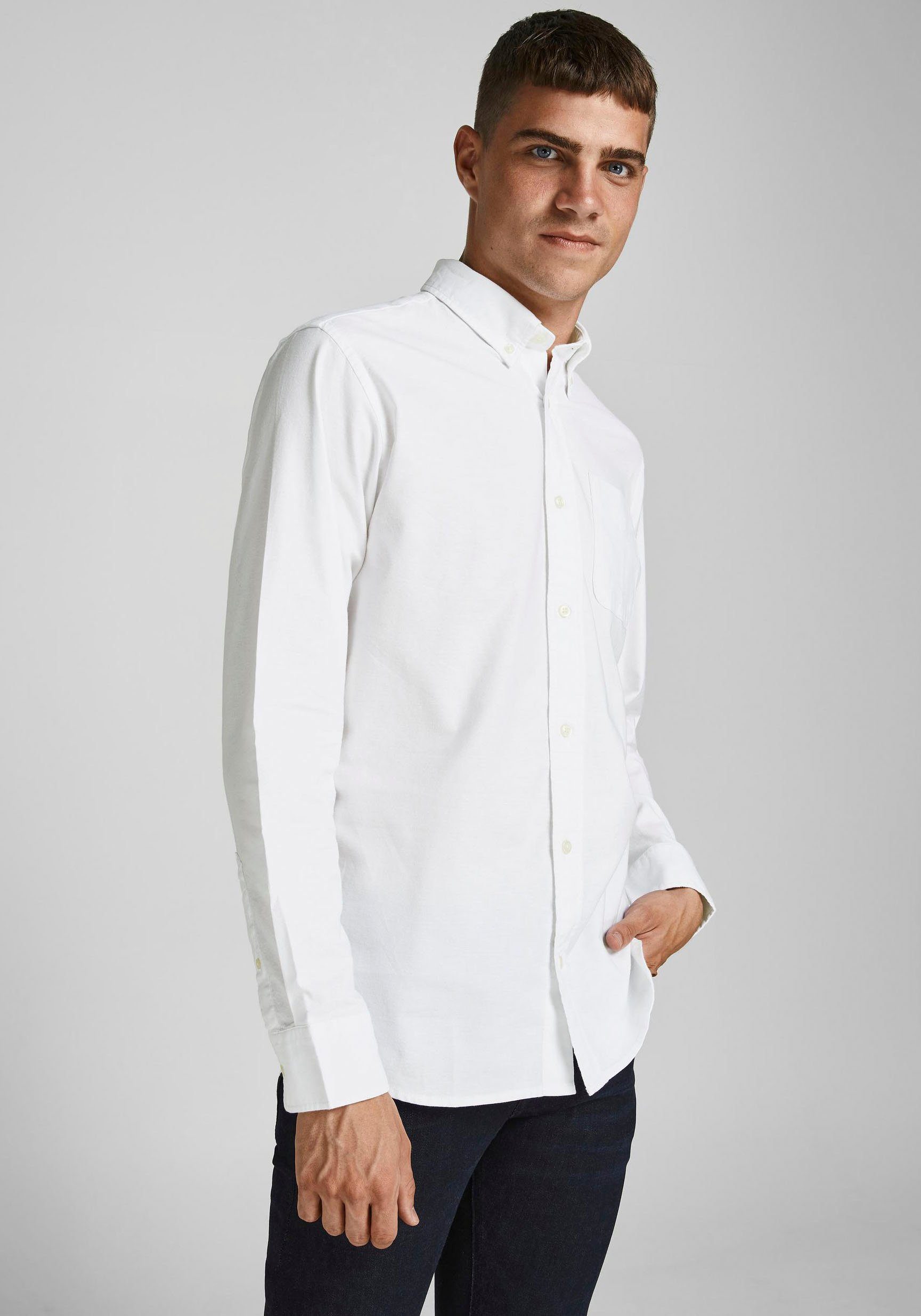 Jack & Jones Langarmhemd BROOK OXFORD mit Button-Down Kragen günstig online kaufen