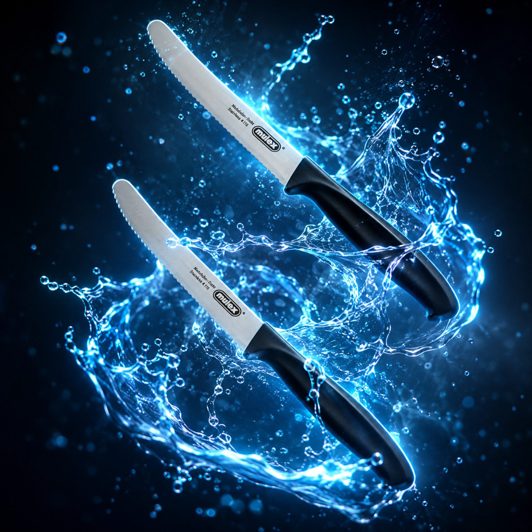 Mulex Messer-Set (2-tlg), extra scharferWellenschliff und ergonomischer Griff