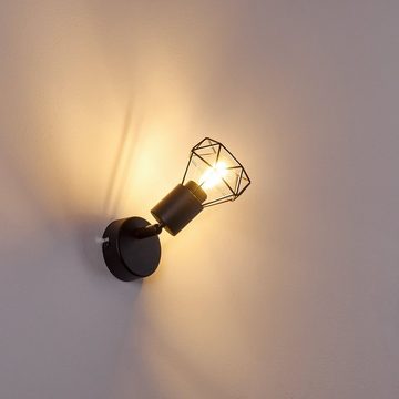 hofstein Wandleuchte »Borio« verstellbare Vintage Wandlampe aus Metall in Schwarz, ohne Leuchtmittel, 1xE14, Wandspot im Retro/Vintage Design, Gitter-Optik mit Lichteffekt