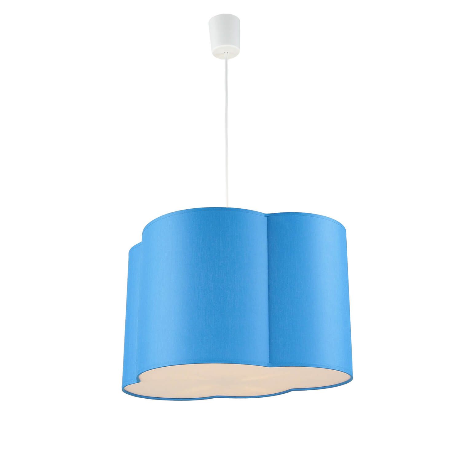 Licht-Erlebnisse Pendelleuchte WOLKI, ohne Leuchtmittel, Kinderzimmerleuchte Decke Blau Wolke Kinder E27 Stoff Wolkenlampe