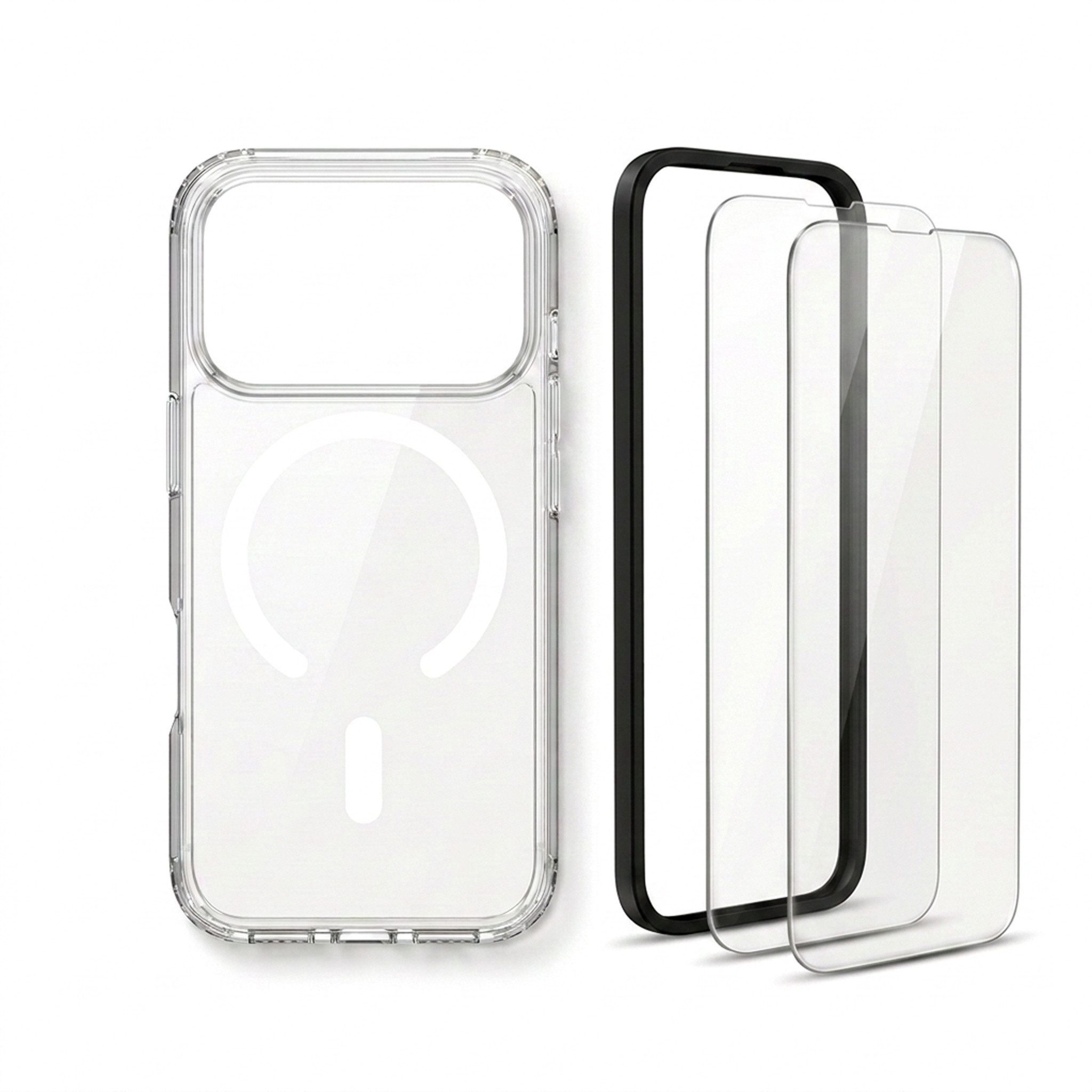 Futurea Handyhülle Transparent MagSafe Case 3in1 Set Panzerglas iPhone 18 Pro & Pro Max 6,3" - 6,9", Schutzset mit Schutzfolie mit 9H Härtegrad für das Apple iPhone