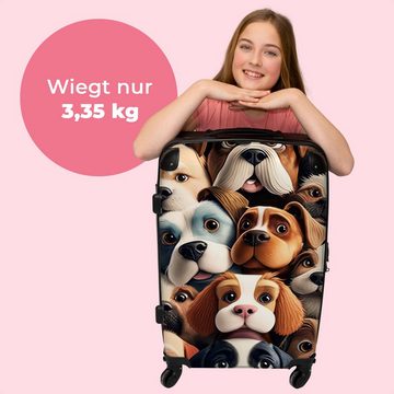 NoBoringSuitcases.com© Koffer Hund - Muster - Tiere - Braun - Mädchen - Junge 67x43x25cm, 4 Rollen, Mittelgroßer Koffer für Kinder, Trolley