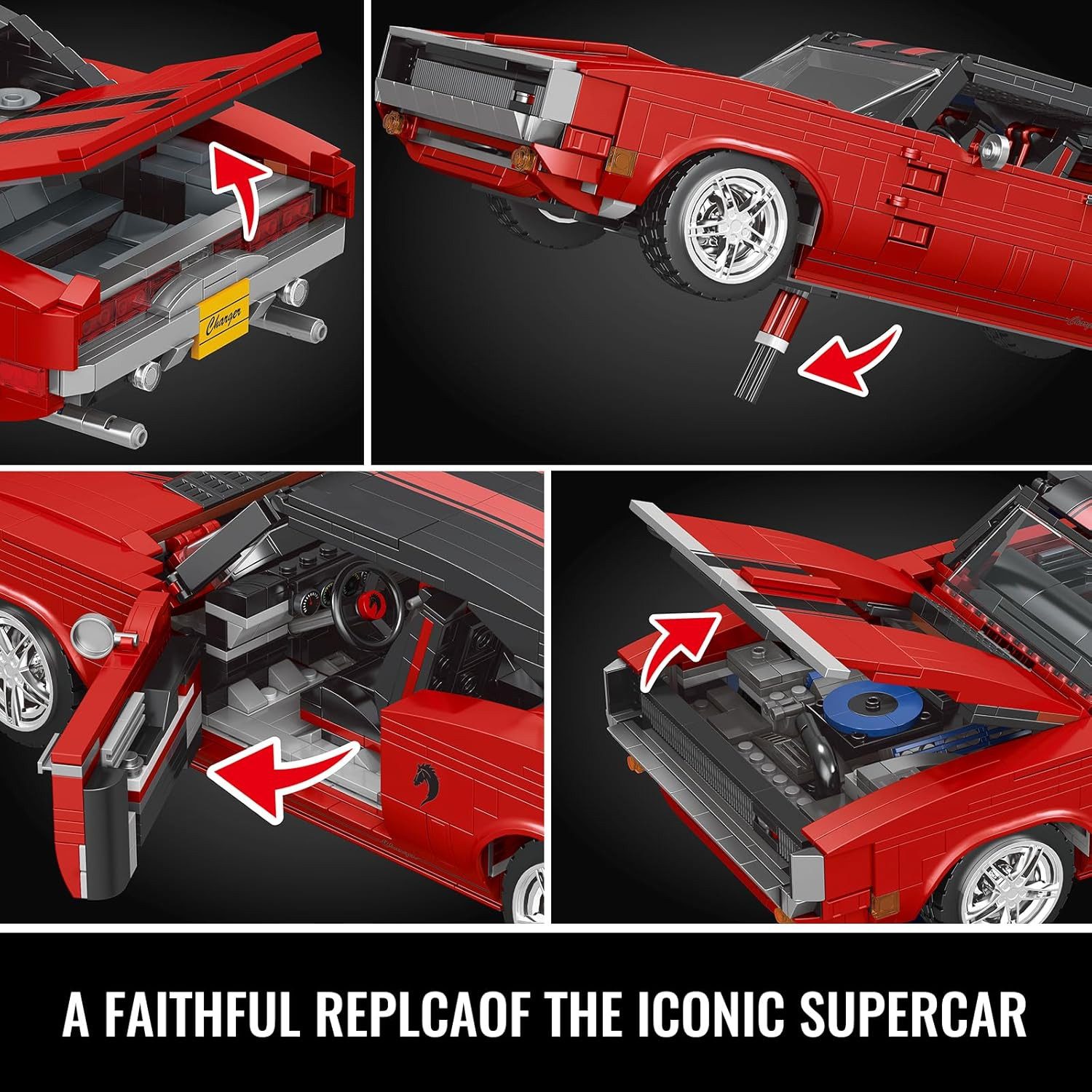 Mould King 10112 US-Muscle-Car Klassiker, 37 cm lang Konstruktions-Spielset, (1869 St) – Bild 3 von 5