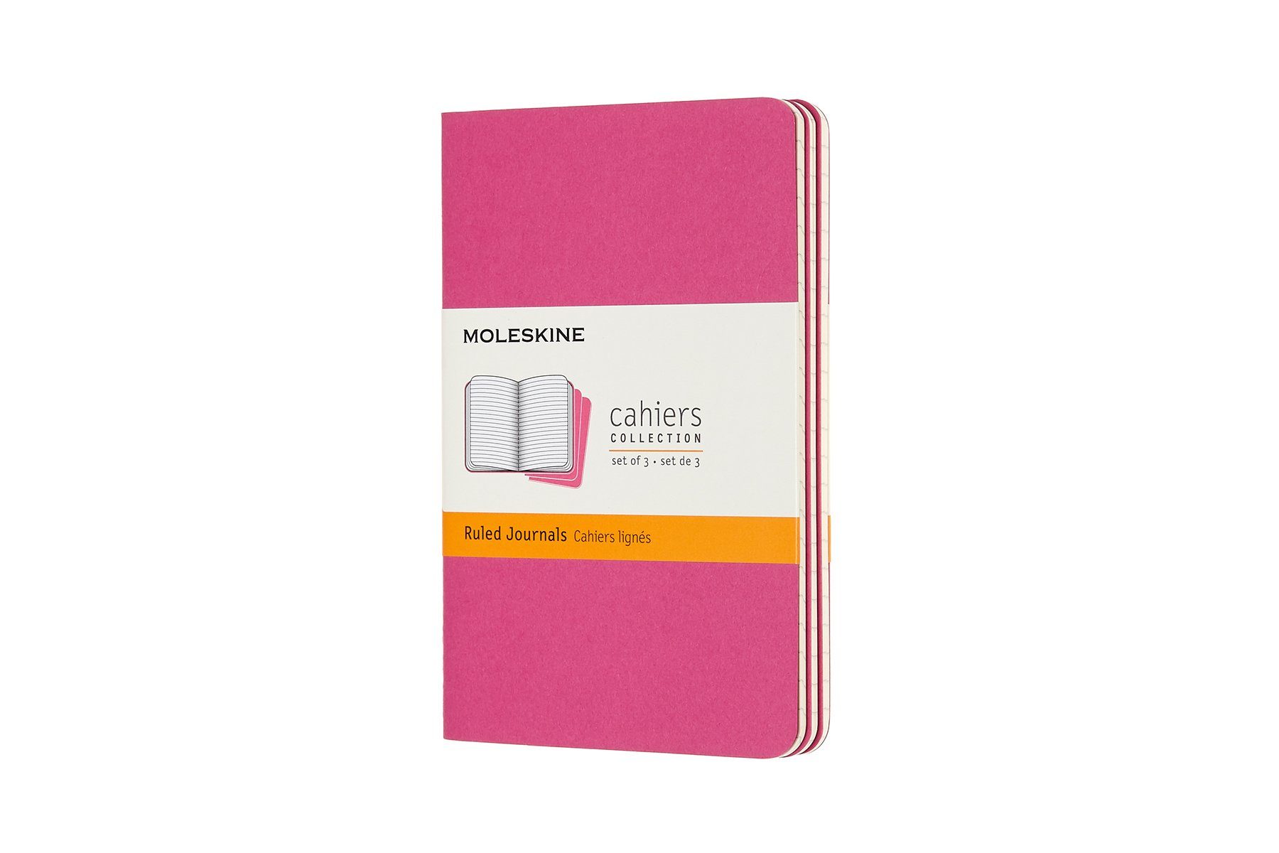 MOLESKINE Notizheft, Cahier 3er Set - mit Kartoneinband - 70g-Papier Kinetisches Pink