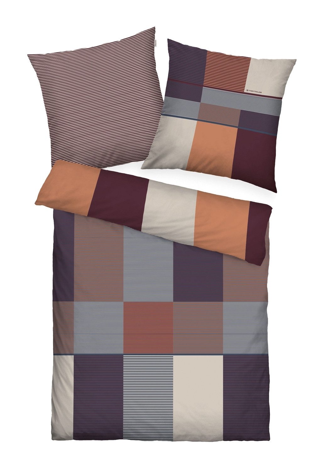 TOM TAILOR Bettwäsche Satin-Wende-Bettwäsche KARO, Koralle, günstig online kaufen