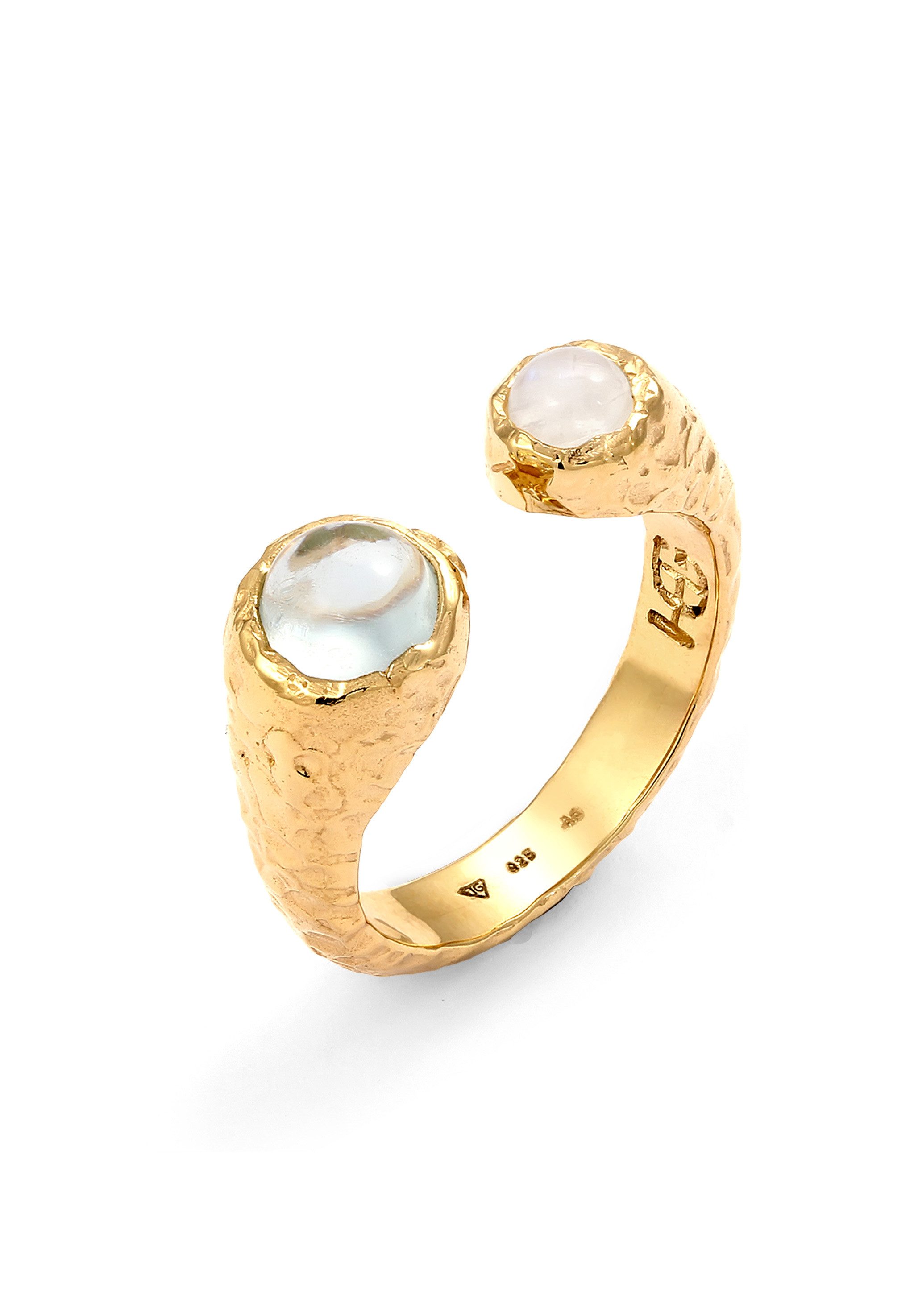 HAZE & GLORY Fingerring Mondstein Aquamarin günstig online kaufen
